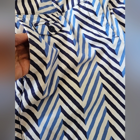 Ann Taylor Loft Blue/White Chevron Chino Shorts-Size 10 - Picture 2 of 6